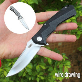 CRKT Black Wire Drawing Customized G10 Handle Stainless Steel Folding Knife UD406588